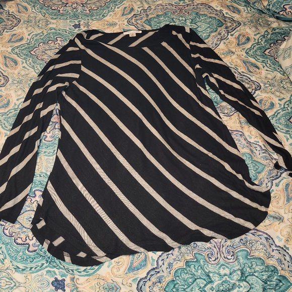 Larry Levine Woman Black & Gray Diagonal Stripe Plus Size 2X - Picture 2 of 4